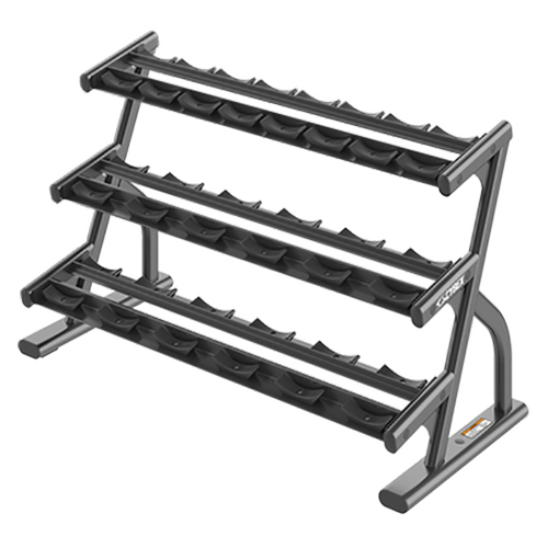 Jordan Fitness 3-Tier Short Saddle Dumbbell Rack (5–50 lb) — commercial gym equipment distributed in India by Aspire Fitech